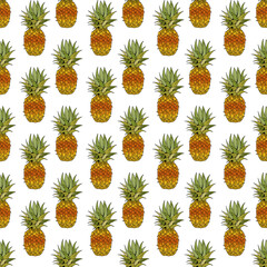 Seamless pattern with pineapple on white background. Vector image.