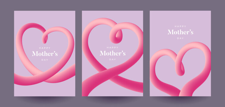 Mother's Day greeting cards set. Vector illustration.