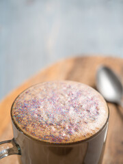 diamond cappuccino coffee with edible glitter