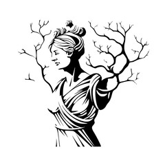 silhouette of a girl statue