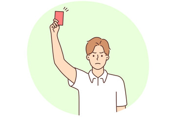 Angry male referee show red card