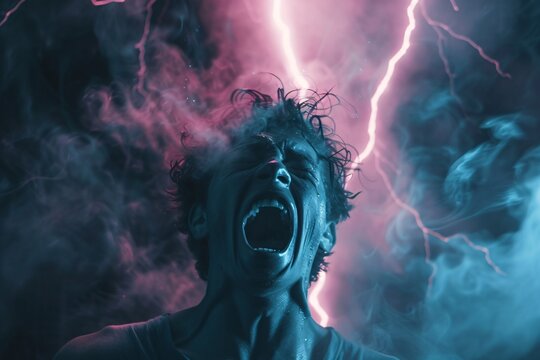 Intense photo person struck lightning intense emotion fear awe atmospheric dramatic moment 04