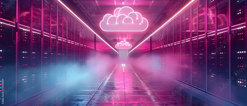 Poster symphony of servers: the cloud computing nexus. concept cloud computing, symphony of servers, data c