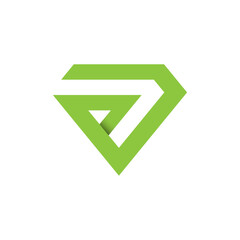 Diamond line art geometry logo icon vector in green color