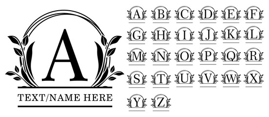 Monogram Floral Split Letters, Split Alphabet, Split Font Vector  - 785548693