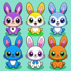 set of easter bunny