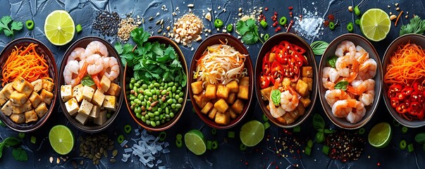 Pad Thai Wallpaper, Celebrating Street Food Culture with Colorful Ingredients and  Dynamic Arrangement