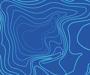 Thin Blue Line Doodle Seamless Pattern, Retro Abstract Wallpaper, Creative Abstract Background with Blue Waves
