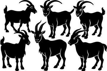 goat big horn silhouette vector illustration white background 
