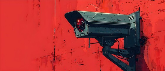 Stylized Surveillance - Big Brother's Gaze. Concept Orwellian Surveillance, Intrusive Monitoring, Dystopian Control, Privacy Invasion, Technology Oversight