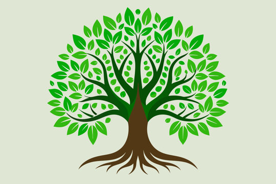 Green circle tree of life icon