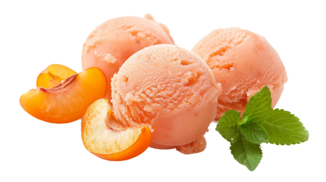 Apricot Sherbet Ice Cream on Transparent Background - Cool Off with Refreshing Fruity Desserts