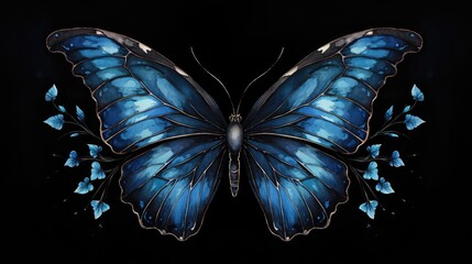 butterfly on black - obrazy, fototapety, plakaty