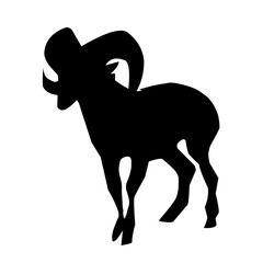 Vector silhouette of wild gaoat and argali