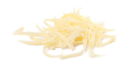 Pile of tasty grated cheese isolated on white