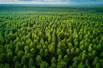 Fototapeta na wymiar Expansive Forest Canopy from Above, Verdant Nature Scene