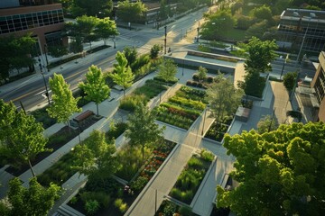 Aerial Shot of Eco-Friendly Urban Landscape Architecture