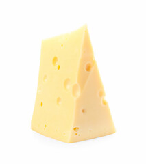 Piece of delicious cheese isolated on white
