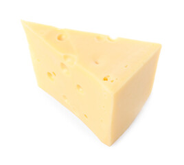 Piece of delicious cheese isolated on white
