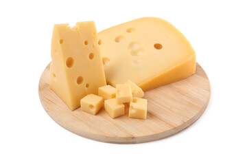 Cut fresh delicious cheese isolated on white