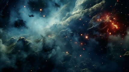Vibrant galaxy nebula in space cosmic night sky with supernova, astronomy universe wallpaper - obrazy, fototapety, plakaty