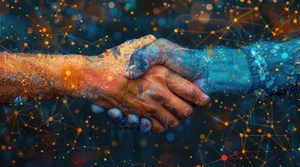 People Shaking Hands and Network Horizontal