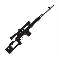 Silhouette of black sniper icon vector illustration. - obrazy, fototapety, plakaty