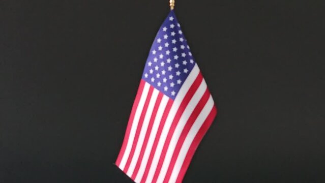 USA flag on a black background. American flag on black