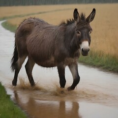 Fototapeta premium a donkey in the water
