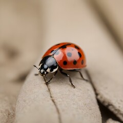 Fototapeta premium beautiful red ladybug on ground