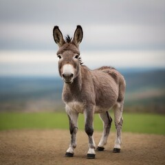 Obraz premium cute donkey in a field