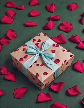 gift box with red rose lefs