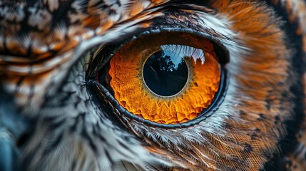 Eyes and Wildlife: A mesmerizing macro close-up photo of an owls eye