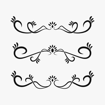 Classic line separators. Flourishes decorative dividers, book embellishment decoration ornaments