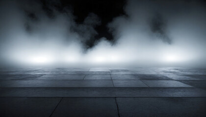 Dark road background with smoke effect - obrazy, fototapety, plakaty