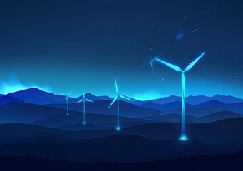 A windmill made of glowing triangles