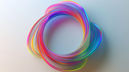 A 3D twisting rainbow circle, colors spiral in a helical gradient pattern.