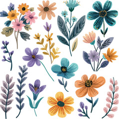 Vector flowers with lettering 