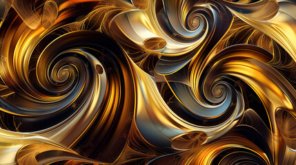 Swirls of gold flow over earth tones, an abstract tapestry of fluid elegance.