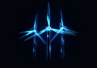 A windmill made of glowing triangles