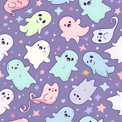 pattern of cute cartoon ghosts