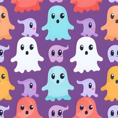 pattern of cute cartoon ghosts