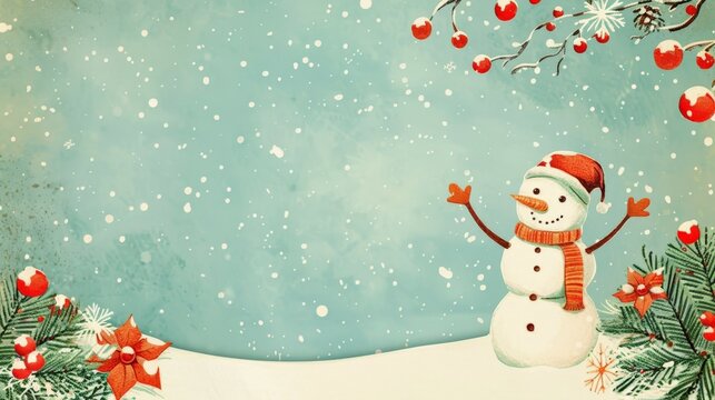 Snowman With Red Hat and Scarf Painting