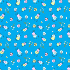 Easter pattern with rabbit and egg