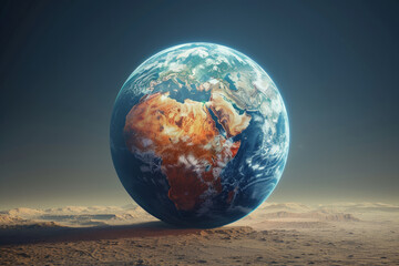 A time-lapse simulation of Earth, with fertile areas shrinking and desert zones expanding due to relentless heat waves