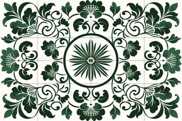 Green and white tile with circular design