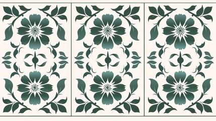 Fototapeta premium White and green wallpaper with flower design