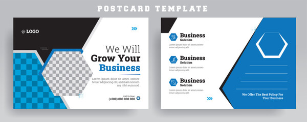 Business Marketing Postcard Design  Template, Commercial vector design, Simple and Clean Modern Minimal Postcard Template, Corporate Professional Vector Postcard Design Template, EDDM postcard design.