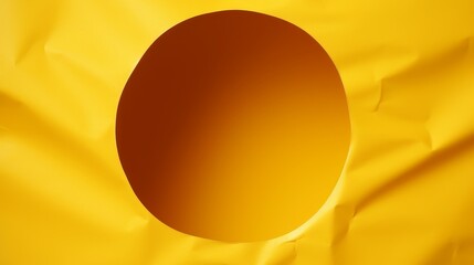 A bold yellow paper with a smooth-edged hole, isolated on a see-through background, offering a glimpse beyond, in 4k