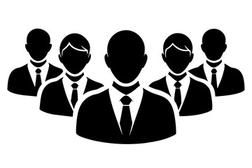 Vector set of silhouette icons representing business persons, team management, and socializing individuals, ideal for depicting leadership, unity, and community on social sites and business platforms